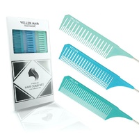 Vellen Premium Tail Comb Set 3pc Green/Blue/Mint