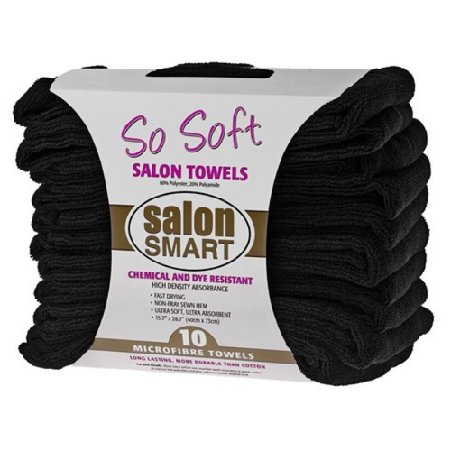 So Soft Microfibre Towel Salon Smart - BLACK 10pk
