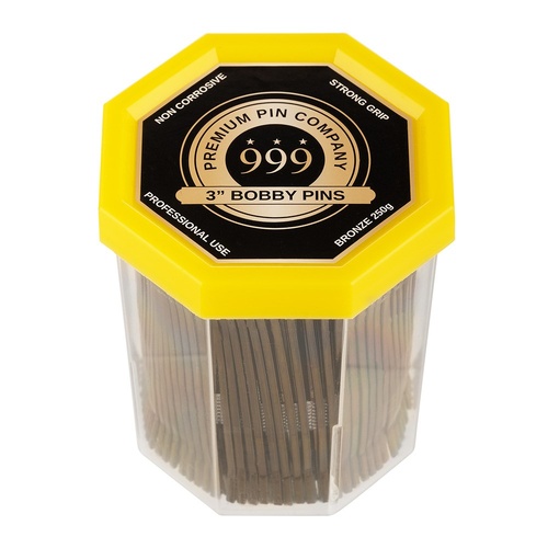 999 Premium Bobby Pins 3in Bronze 250gpce