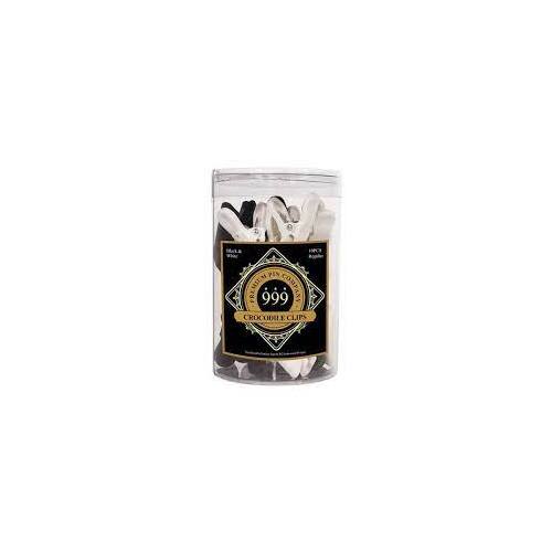 999 Crocodile Clips Black/White 10pk