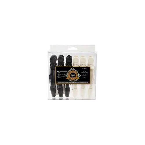 999 Crocodile Clips Black/White 6pk