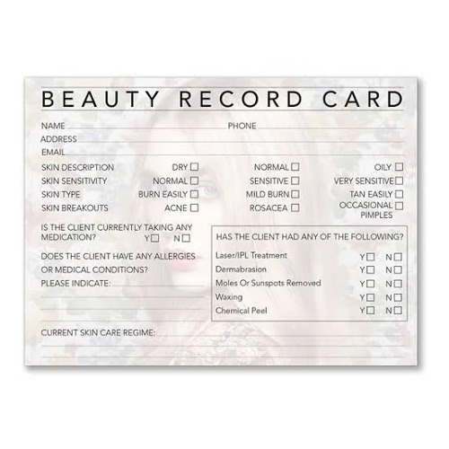 Client Professional Beauty Record Cards
