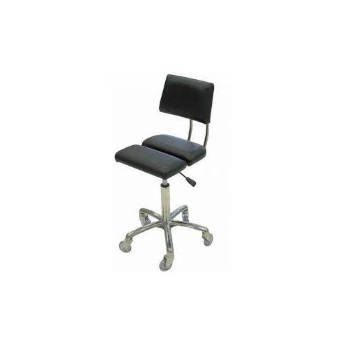 Joiken DOVE Cutting Stool - Black Leather with Back Rest and Chrome Base