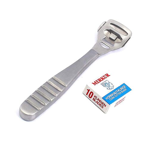 Merkur Callus Corn Cutter Hard Skin Remover Pedicure Heel Tool & 10pk Blades