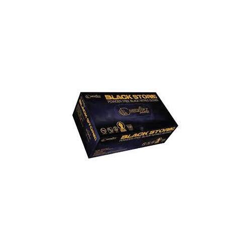 Mediflex Black Storm Powder Free Black Nitrile Gloves 100pk (Size: Small)