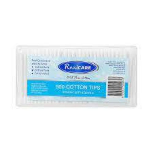 Real Care Cotton Tips 500pk in rectangular flip top paper box