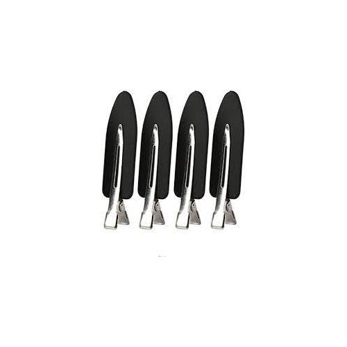 Rubber No Crease No Bend Pin Curl Clips 4pk [ Colour: Black]