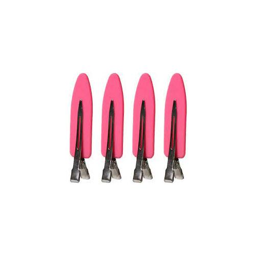 Rubber No Crease No Bend Pin Curl Clips 4pk [Colour: Pink]