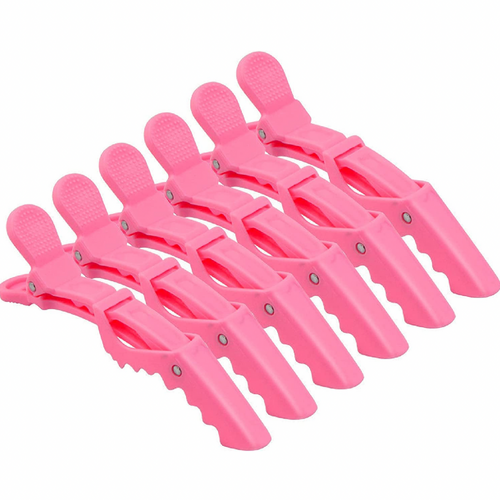 Pink Crocodile Clips 6pk