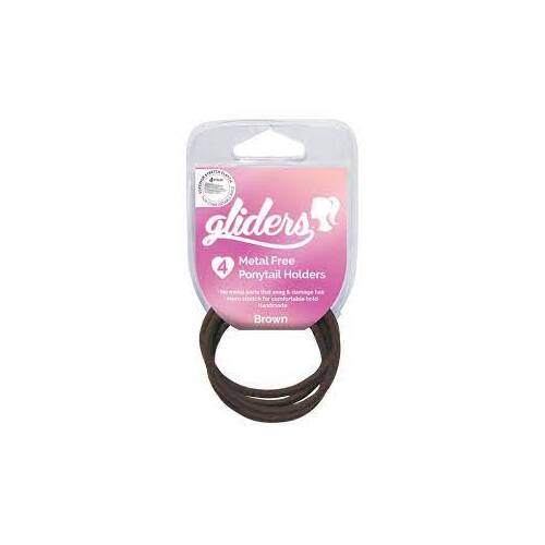 Gliders Metal Free Ponytail Holders 4pk Brown 