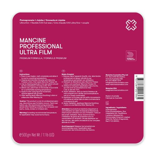 Mancine 'Ultra Film' Hot Wax: Pomegranate & Jojoba 500g