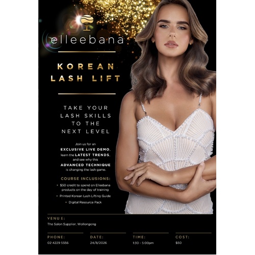 Elleebana Korean Lash Lift Face to Face In Store Training Monday 24th August 1.30pm-4pm