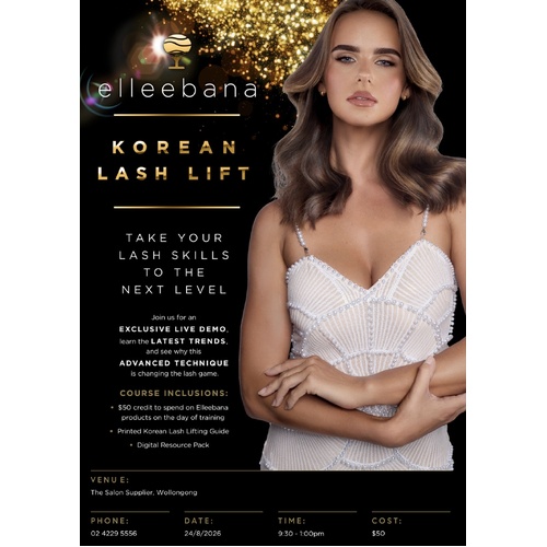 Elleebana Korean Lash Lift Face to Face In Store Training Monday 24th August 9.30am-1pm