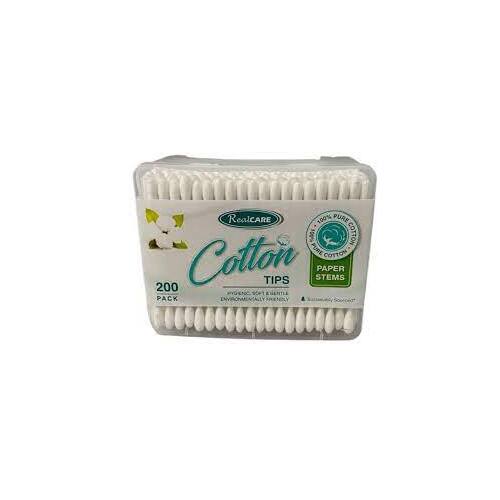 REAL CARE  Cotton Tips - Paper Stems Environmentally Friendly