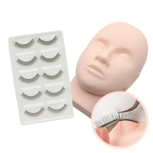 Practise Eyelash Extensions Mannequin Head (5 Pairs Practise Lashes Included)