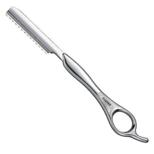 Feather Silver Styling Razor - Long Handle, 'Texturising' Blade 17cm