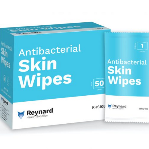 Reynard Antibacterial Skin Wipes. 50pc Individually Wrapped