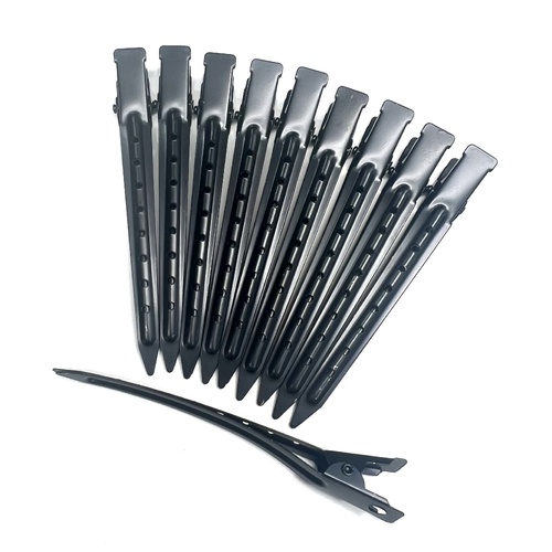 Sectioning Clip Matte Black Metal Duckbill 10pcs